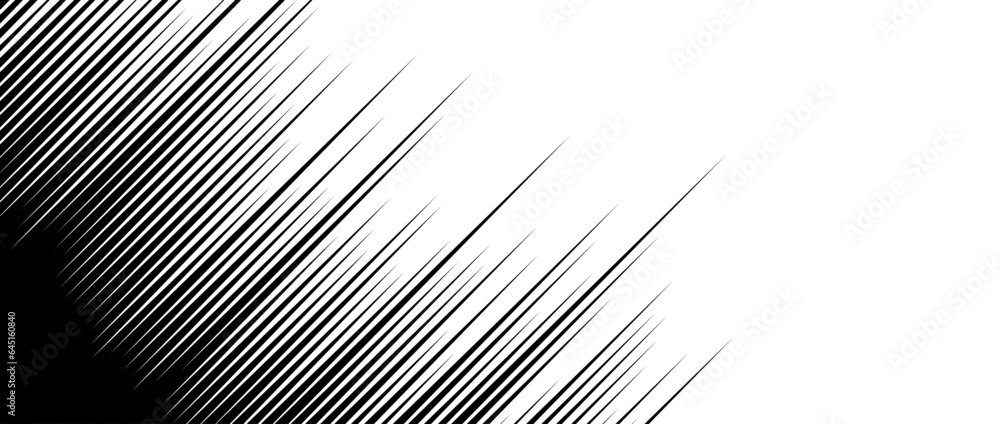 Aufkleber straight speed lines pattern. black and white diagonal stripes gradient. abstract fast effect textur