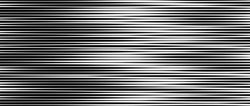 Random linear pattern. White tv noise pattern. Black and white horizontal irregular lines background pattern. Glitch concept wallpaper. Vector illustration.