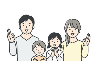 喜んでいる親子／上半身