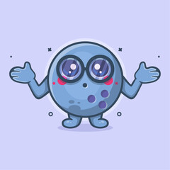 funny bowling ball character mascot with confused gesture isolated cartoon in flat style design