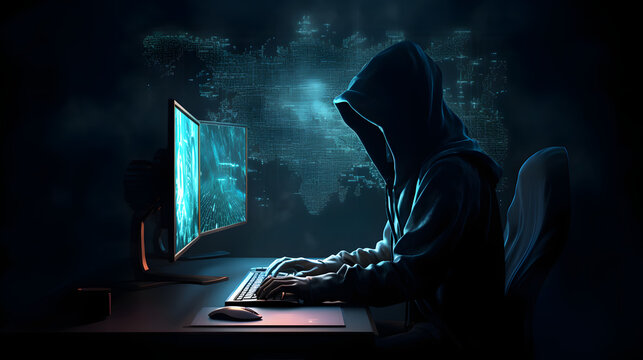 Hacker verschl&uuml;sselt Daten Generative AI