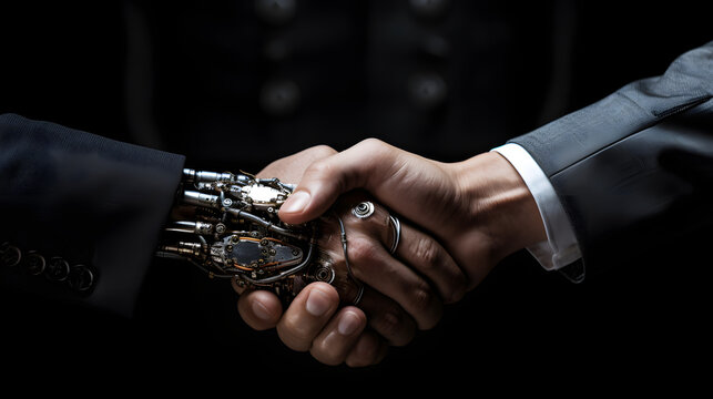 Roboter H&auml;ndesch&uuml;tteln Mensch Android Generative AI
