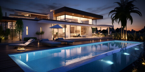 Fototapeta na wymiar luxurious modern house with a beach 