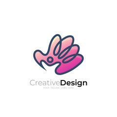Fototapeta na wymiar People care logo with hand design combination, social community icons