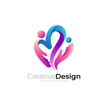love care logo template, social design with community icons