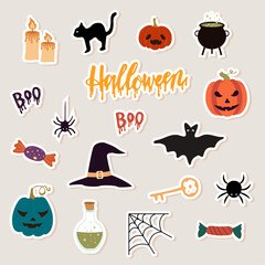 Naklejka premium halloween stickers vector elements set 