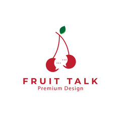 fruit logo with chat  consultation  talk  vector icon symbol modern design