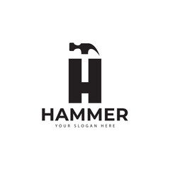 letter h with hammer logo  unique  vector icon symbol illustration minimalist design