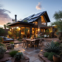  A modern bungalow with a desert and a solar 

