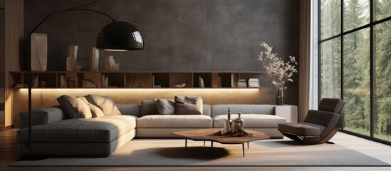 modern living room with lamp