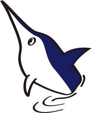 cartoon illustration , blue spearfish simple drawing
