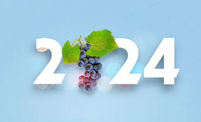 happy new year 2024 Year 2024 with Grapes
