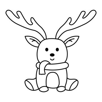 deer christmas character magic animal line doodle