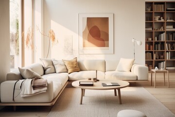 Nordic designed interior of a living room in a cozy modern house