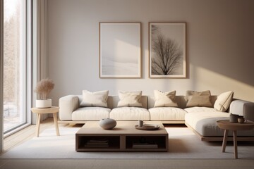 Nordic designed interior of a living room in a cozy modern house