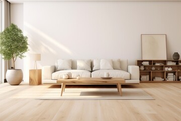 Cozy living room in a modern nordic designed home with plenty of natural light