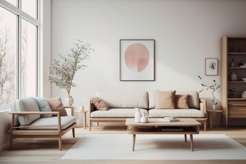 Nordic designed interior of a living room in a cozy modern house
