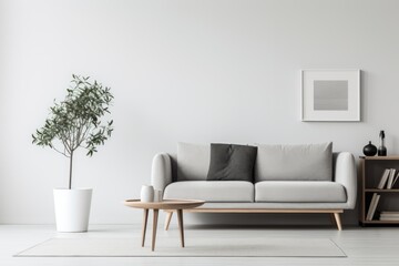 Fototapeta premium Cozy living room in a modern nordic designed home with plenty of natural light