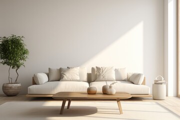 Fototapeta na wymiar Nordic designed interior of a living room in a cozy modern house