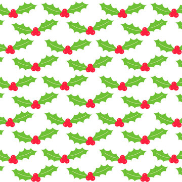 holly christmas vect leaves berries fruits pattern