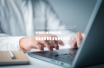 Update software system with loading progress information. Upgrade firmware or operation system...