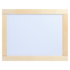 White wooden flip chart, isolated on a white background. A new, empty easel for drawing. Magnetic whiteboard for school and home education. The board for the menu in the cafe