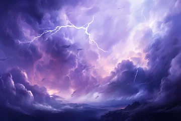 Photo sur Plexiglas Violet Fantasy landscape with storm clouds and sun. 3D illustration.