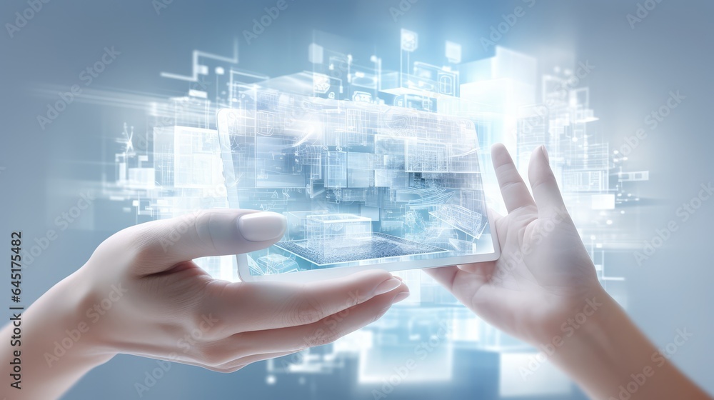 Aufkleber close up of the tablet pc with a global network connection concept. ai generated 3d image