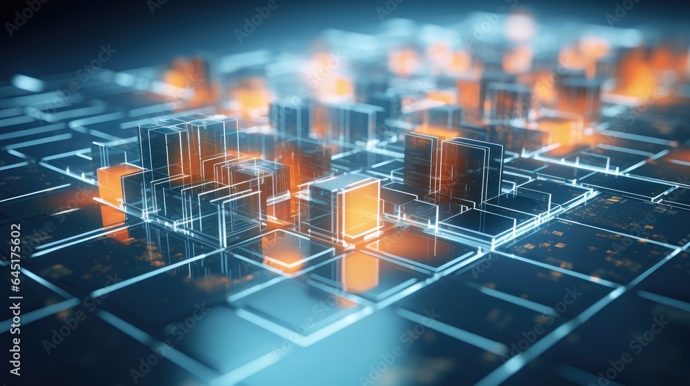 Poster ai generated 3d close-up image of electronic circuit board futuristic computer digital technology co