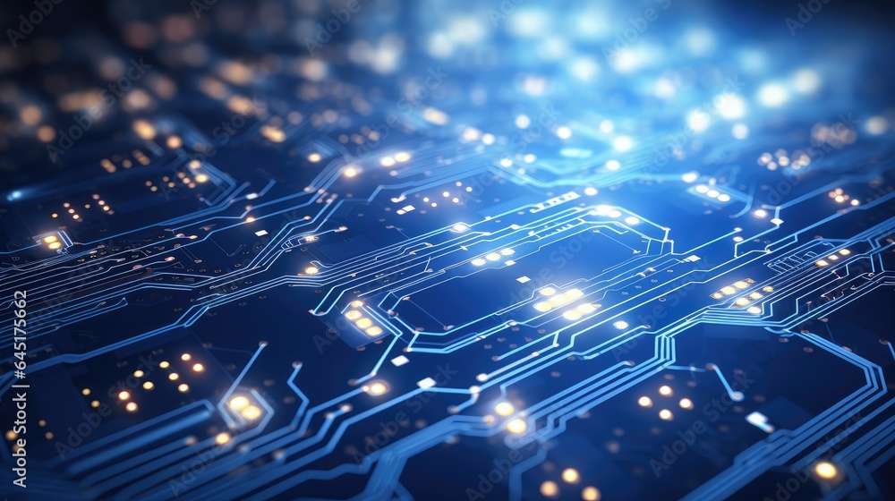 Poster ai generated 3d close-up image of electronic circuit board futuristic computer digital technology co
