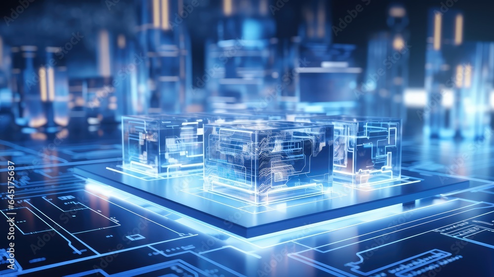 Poster ai generated 3d close-up image of electronic circuit board futuristic computer digital technology co