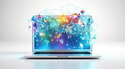 Close up of the tablet pc with a global network connection concept. AI generated 3d image 