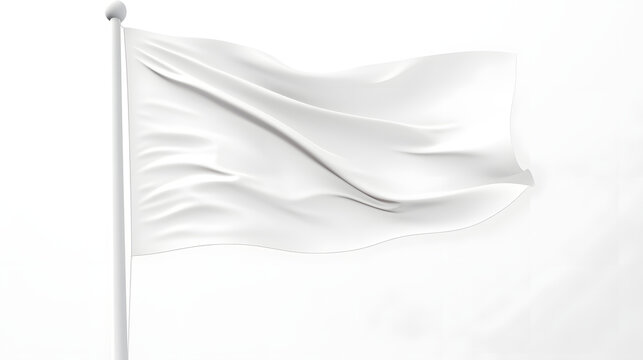 Blank waving white flag with copy space isolated on white background