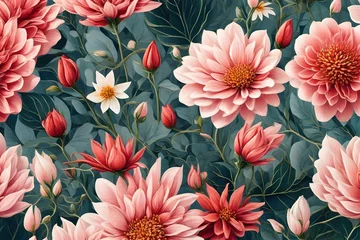 Fotobehang seamless background with flowers © zooriii arts