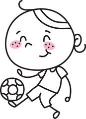 boy playing with ball doodle icon