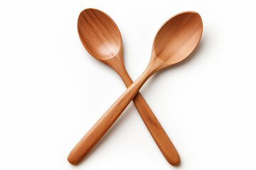 Wooden spoons isolated on white background, clipping path included.