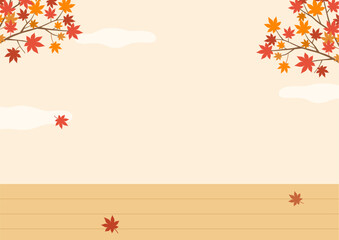 Autumn maple tree branches and floor background.