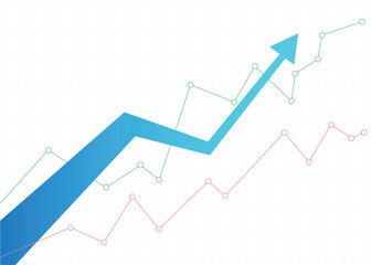 rising up stock blue arrow graph diagram financial business profit progress economic boom chart