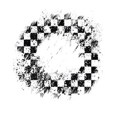 Checkered flag circle frame grunge racing lines