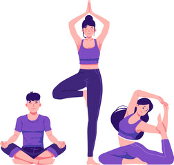 Obraz premium Yoga Day Character Illustration
