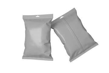 Naklejka premium 3d rendering empty white snack packaging front back with transparent background, png file