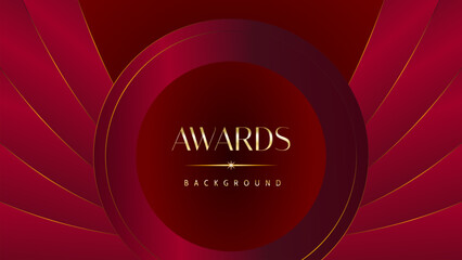 Obraz premium Red maroon golden royal awards graphics background. Golden sidelines. Modern template grand luxury premium corporate abstract design template trophy banner certificate.