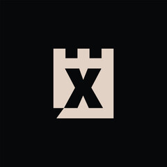x Letter Castle Fortress Logo Vector Icon Illustration