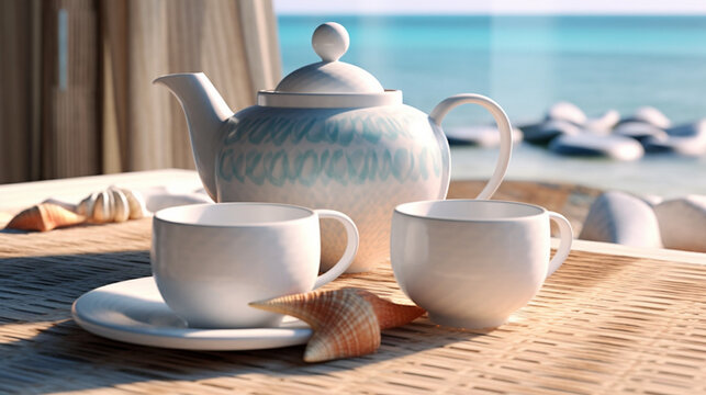 cup of tea and teapot UHD wallpaper Stock Photographic Image