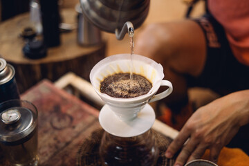 Drip coffee at home in the morning - obrazy, fototapety, plakaty