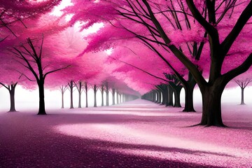 pink tree forest