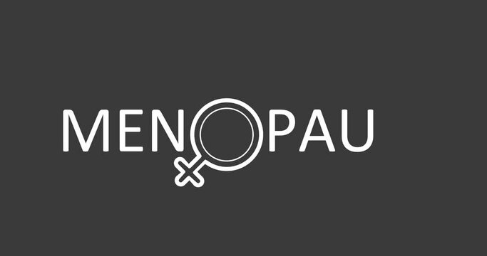 Menopause theme typography animation. Female symbol with text and pause sign