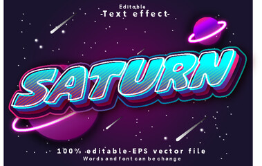 Saturn Editable Text Effect 3D Cartoon Comic Style