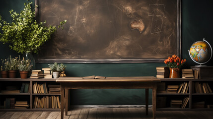 teacher from the back looking at a blackboard