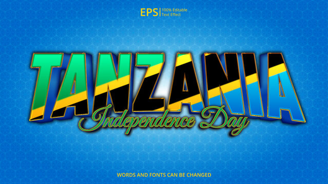 tanzania editable text effect with tanzania flag pattern suitable for poster design about holiday, Feast day or tanzania state event